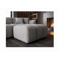 Pouf MOONI - stof met lussen grijs - 100x65cm