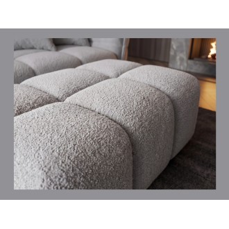 Pouf MOONI - stof met lussen grijs - 100x65cm