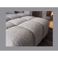 Pouf MOONI - stof met lussen grijs - 100x65cm
