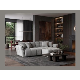 Pouf MOONI - stof met lussen grijs - 100x65cm