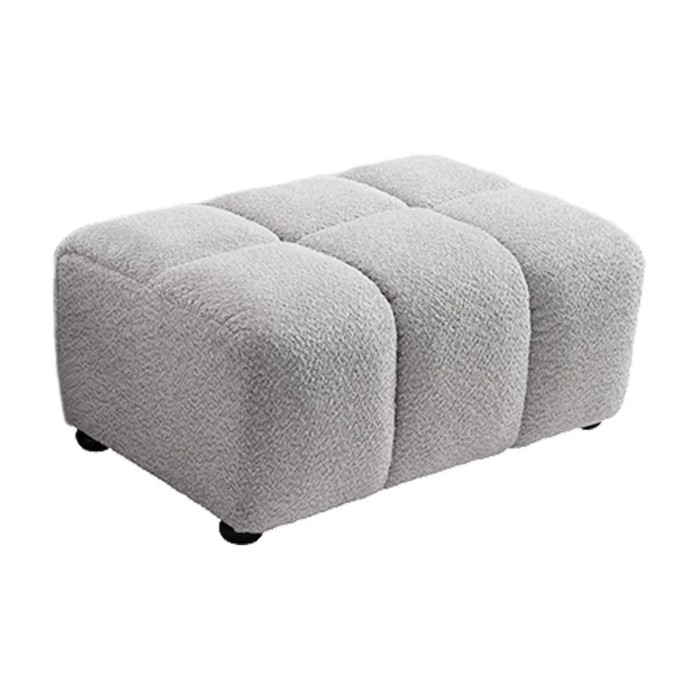 Pouf MOONI - stof met lussen grijs - 100x65cm