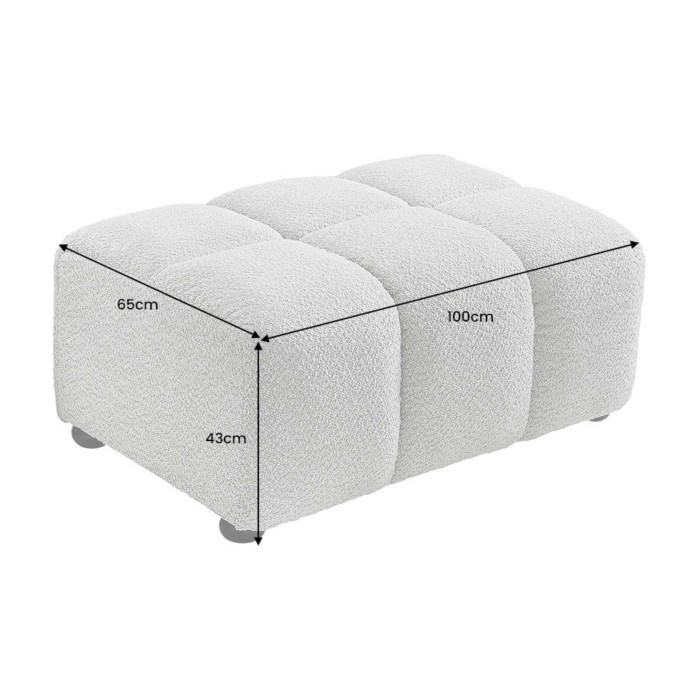 Pouf MOONI - stof met lussen grijs - 100x65cm