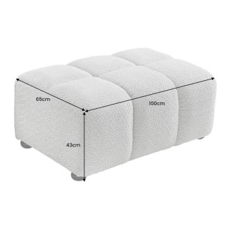 Pouf MOONI - stof met lussen grijs - 100x65cm
