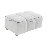 Pouf MOONI - stof met lussen grijs - 100x65cm