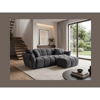 Pouf MOONI gris foncé vu avec le canapé de la même collection