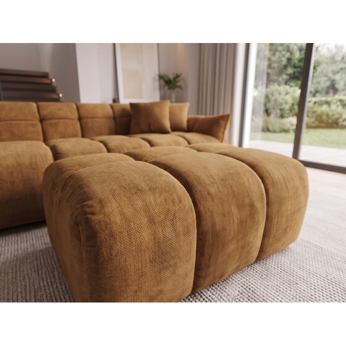 Pouf MOONI jaune moutarde vu de haut