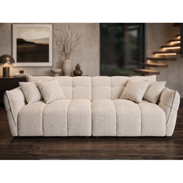 Canapé et pouf MOONI beige clair avec canapé seul