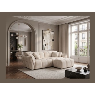 Canapé et pouf MOONI beige clair dans un décor 3D