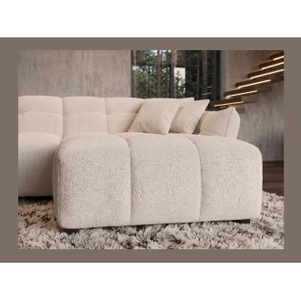 Canapé et pouf MOONI beige clair vu rapprochée sur le pouf