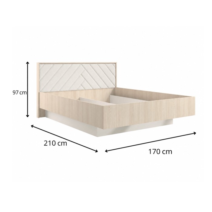 Bett KAORI 160x200 cm in hellem Eichenholz und Sand mit Lattenrost