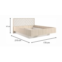 Bett KAORI 160x200 cm in hellem Eichenholz und Sand mit Lattenrost