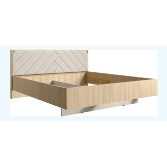 Bett KAORI 180x200 cm in hellem Eichenholz und Sand mit Lattenrost
