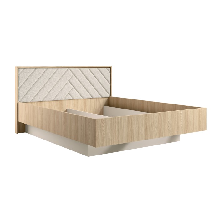 Bett KAORI 180x200 cm in hellem Eichenholz und Sand mit Lattenrost