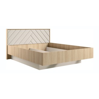 Bett KAORI 180x200 cm in hellem Eichenholz und Sand mit Lattenrost