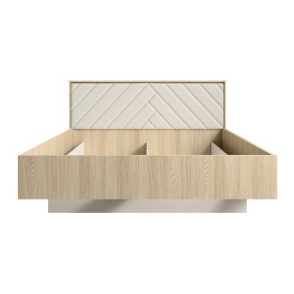 Bett KAORI 180x200 cm in hellem Eichenholz und Sand mit Lattenrost