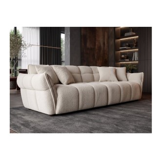 Canapé et pouf MOONI beige champagne vu de côté