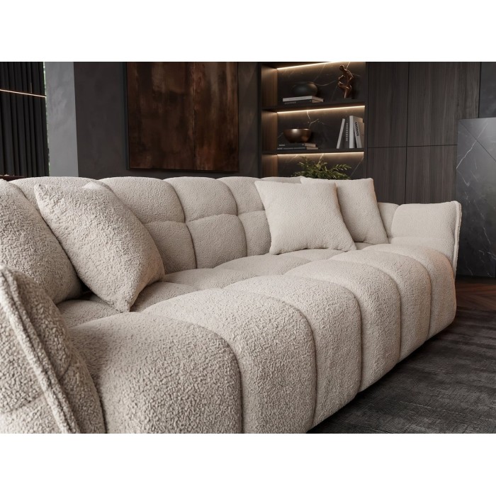Canapé et pouf MOONI beige champagne avec le canapé seul vu de côté