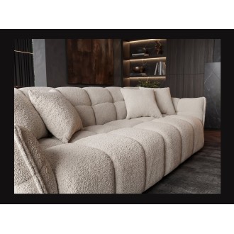 Canapé et pouf MOONI beige champagne avec le canapé seul vu de côté