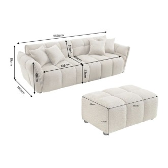 Canapé et pouf MOONI beige champagne dimensions