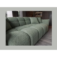 Canapé et pouf MOONI vert sauge avec le canapé vu de haut