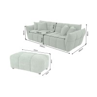Canapé et pouf MOONI vert sauge dimensions