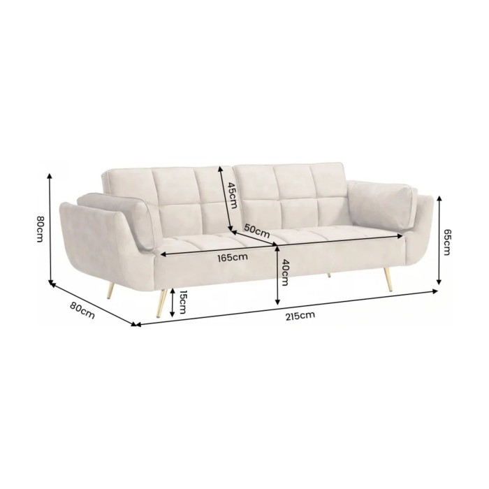 Canapé NEVISI 3 places beige champagne dimensions