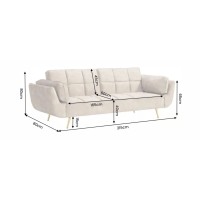 Canapé NEVISI 3 places beige champagne dimensions