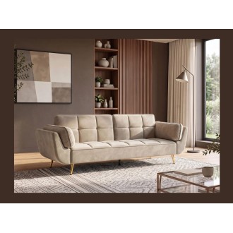 Canapé NEVISI 3 places beige champagne mis en situation