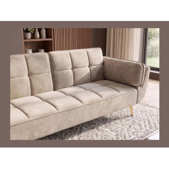 Canapé NEVISI 3 places beige champagne vu rapprochée