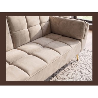 Zoom sur l'assise du canapé NEVISI 3 places beige champagne