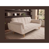 Canapé 3 places NEVISI côtelé beige vu de côté