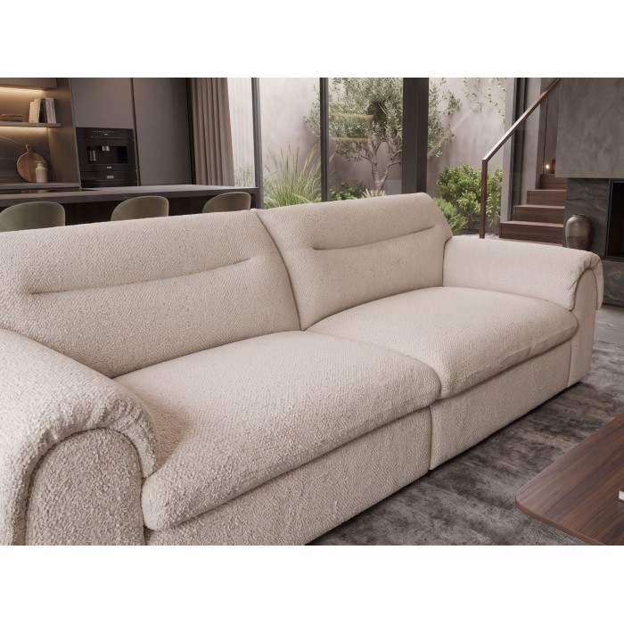 Zoom sur le dossier du canapé 3 places MELLOW beige