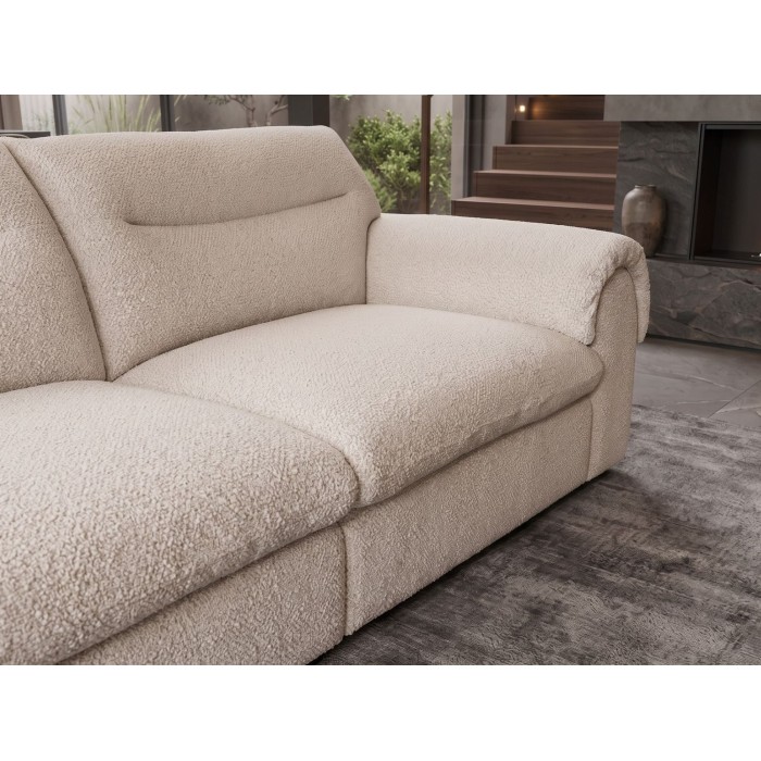 Zoom sur l'assise du canapé 3 places MELLOW beige