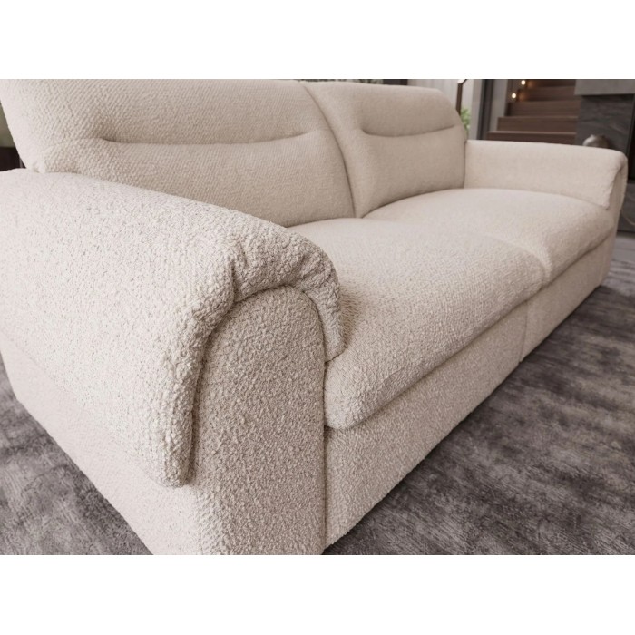 Zoom sur l'accoudoir du canapé 3 places MELLOW beige