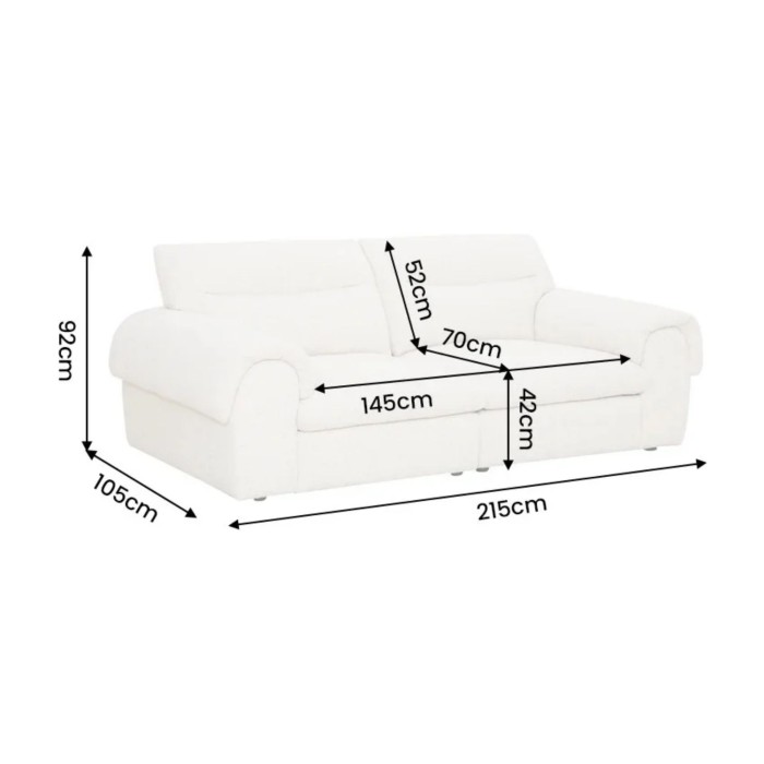 Canapé 3 places MELLOW beige dimensions