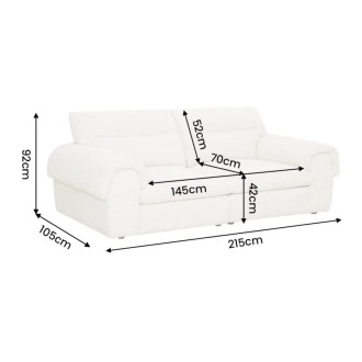 Canapé 3 places MELLOW beige dimensions