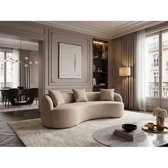 Canapé SOREN 3 places 230x110 cm - velours beige