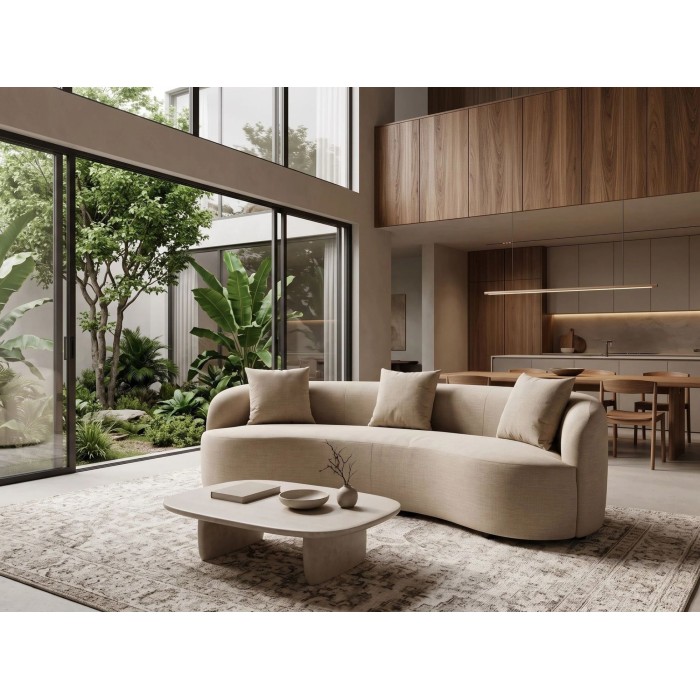 Canapé SOREN 3 places 230x110 cm - velours beige