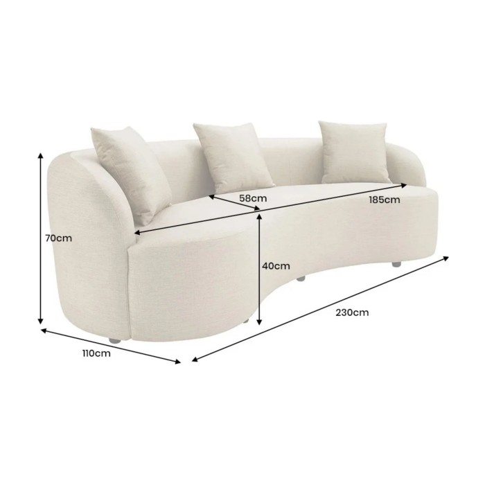 Canapé SOREN 3 places 230x110 cm - velours beige