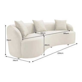 Canapé SOREN 3 places 230x110 cm - velours beige