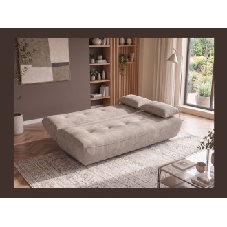 Canapé KALMO 3 places beige en mode lit