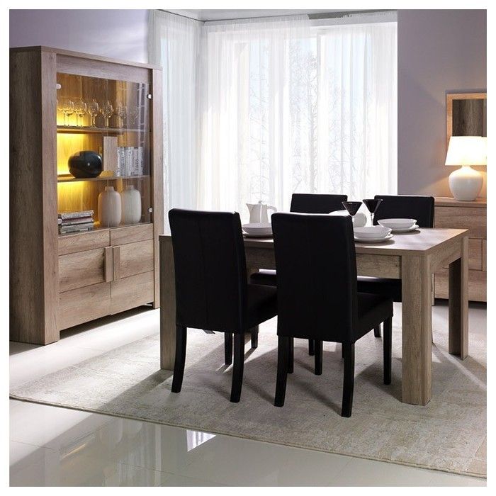 Vitrine FARRA avec LED mis en situation avec tous les meubles de la collection