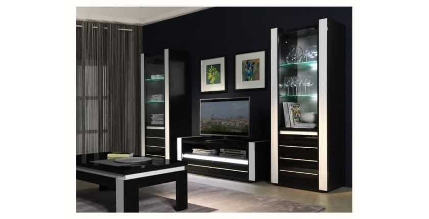 Table basse design LINA coloris noir et blanc brillant