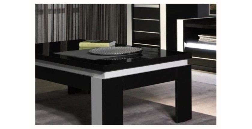 Table basse design LINA coloris noir et blanc brillant