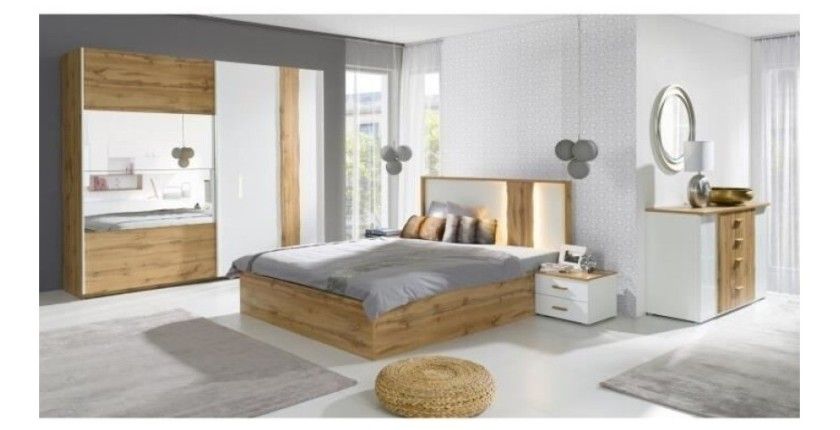 Armoire, garde robe WOOD deux portes coulissantes 200 cm. Dressing complet. Miroir inclus.