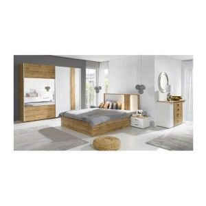 Armoire, garde robe WOOD deux portes coulissantes 200 cm. Dressing complet. Miroir inclus.