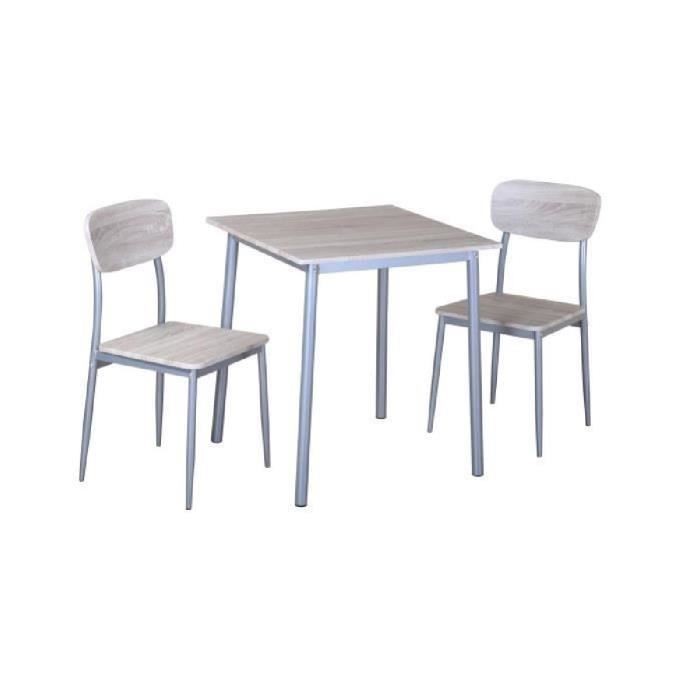 TABLE A MANGER AVEC CHAISES de la collection TOULON. Coloris bois et pieds gris métal.