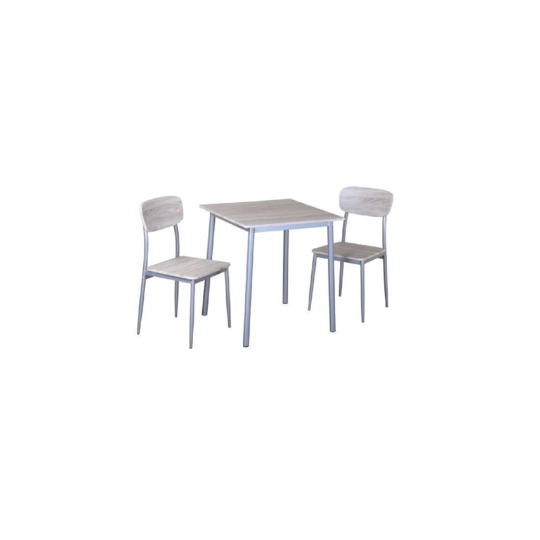 TABLE A MANGER AVEC CHAISES de la collection TOULON. Coloris bois et pieds gris métal.