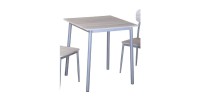 TABLE A MANGER AVEC CHAISES de la collection TOULON. Coloris bois et pieds gris métal.