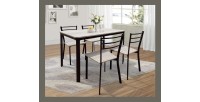 Table de cuisine et salle à manger + 4 chaises LEEDS. Ensemble repas design métal et bois.